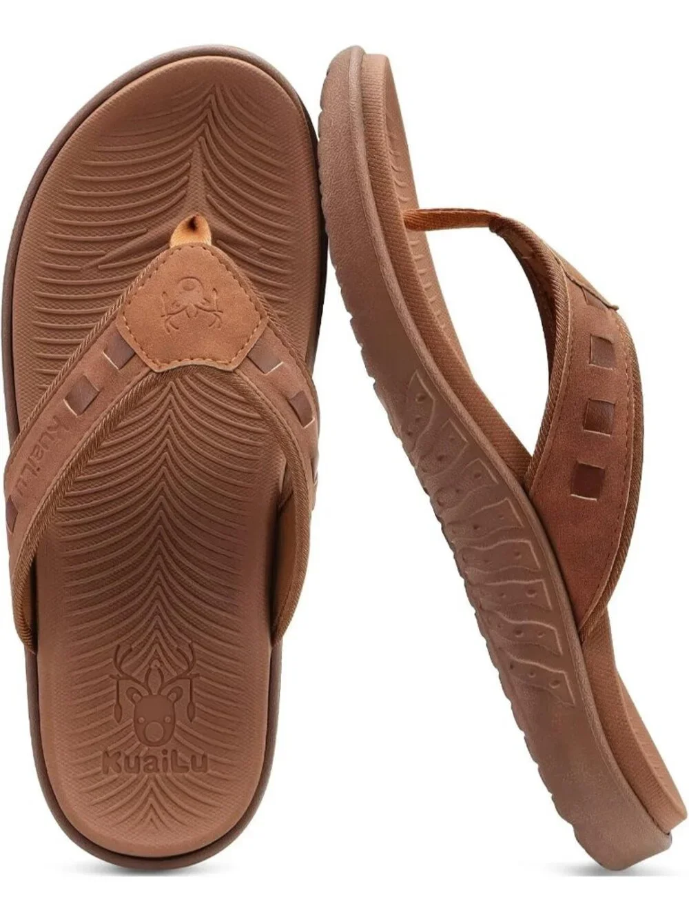 Men's Khaki Fashion Arch Support Flip Flops Comfort Orthotic Thong Sandal Shoes